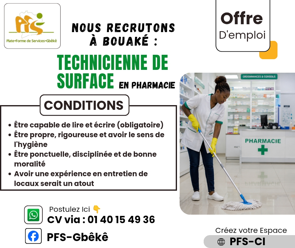 Technicienne de Surface en pharmacie